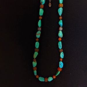 Beaded necklace with sterling silver clasp & wire